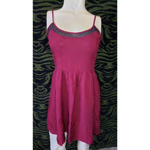 Forever 21 burgundy w/ black mesh dress - Picture 1 of 6